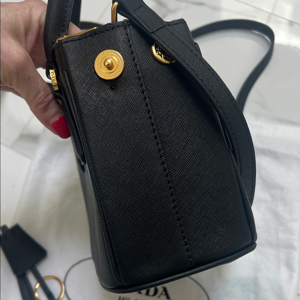 Prada Black Saffiano Mini Satchel with Gold Hardware - Picture 5 of 10